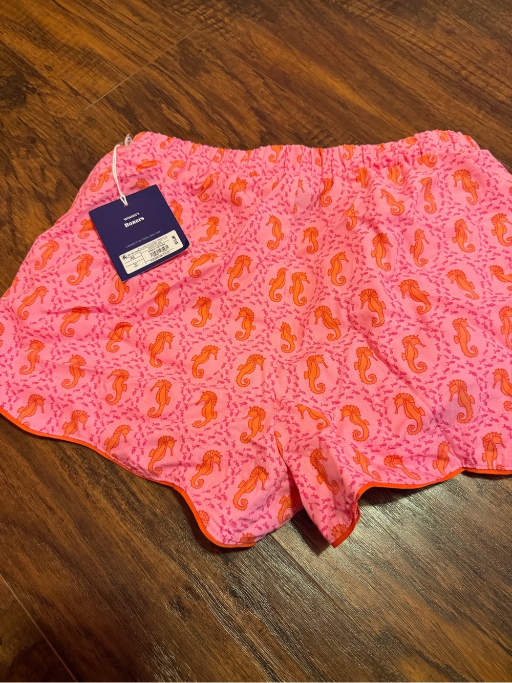 Roller Rabbit Pink Shorts with Orange Seahorse Print - Picture 2 of 3